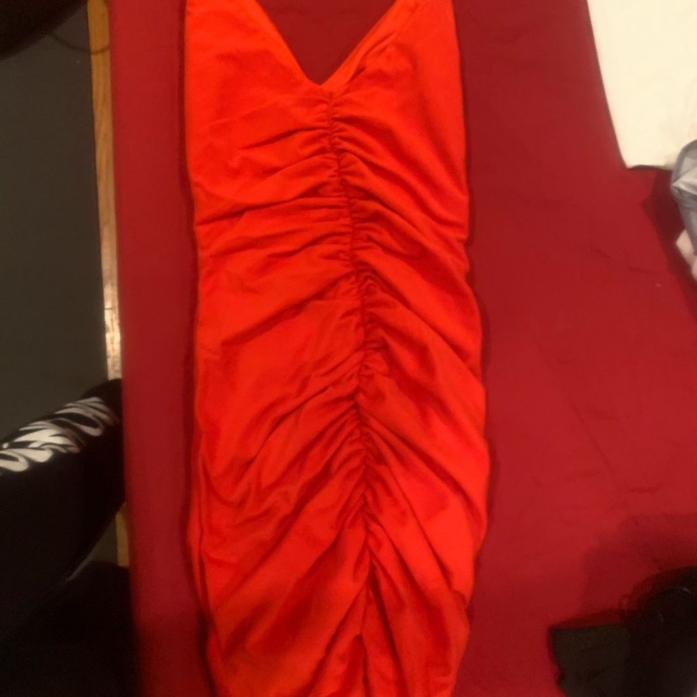 Red dress with spaghetti straps